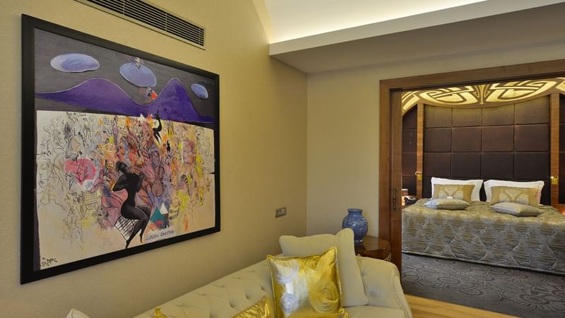 Aesthetic wall art hung in the living area of the Warwick Suite with Terrace at Warwick Ankara