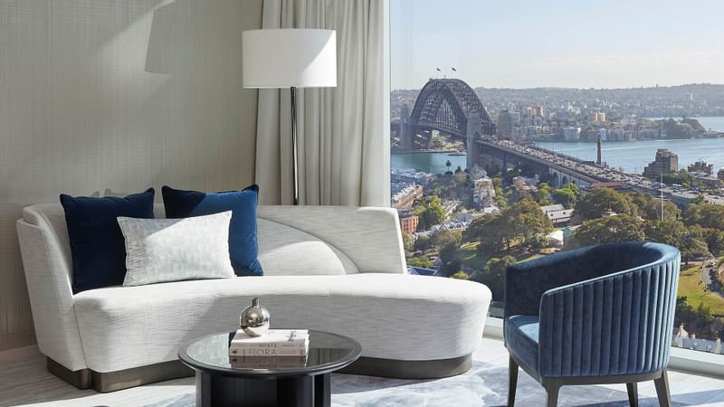 Lounges in a living room with city view at Crown Towers Hotel