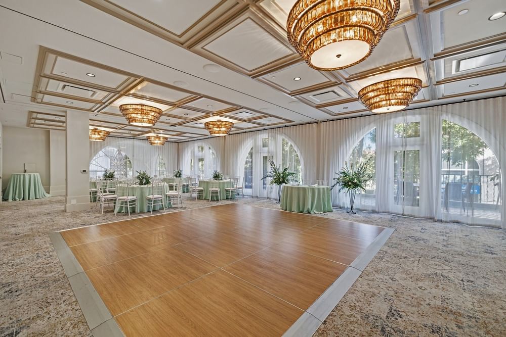 wedding and dance floor set up at el PRADO