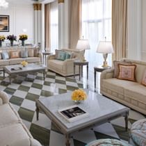 Living area with sofas in Imperial Suite at Palazzo Versace