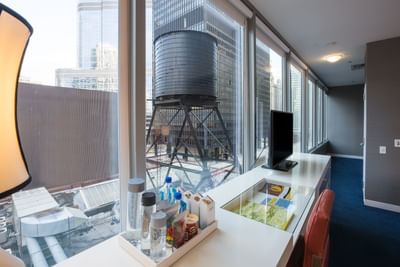 Water tower's view from Deluxe King Corner Room at Kinzie Hotel