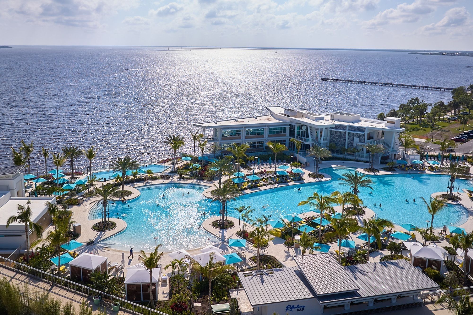 Large pool overlooking the harbor
