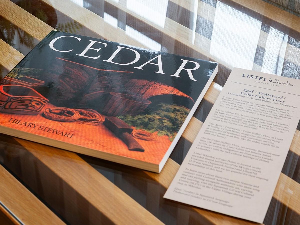 Book titled CEDAR and a white paper with text on a table