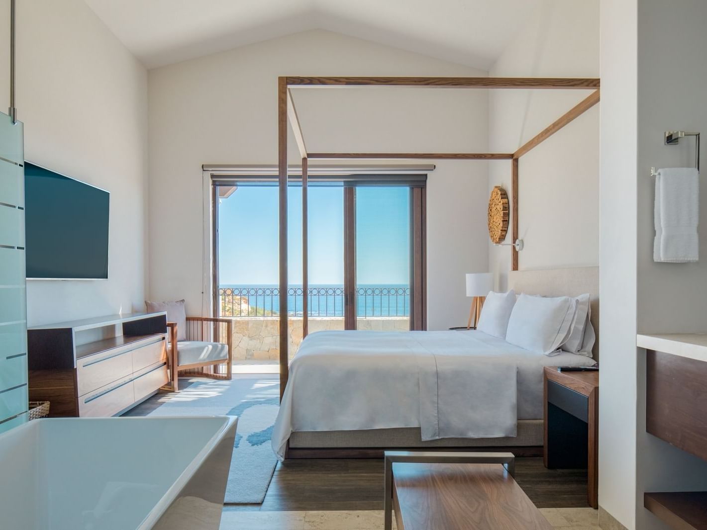 King bed, TV in 2 bedroom residence at Live Aqua Los Cabos
