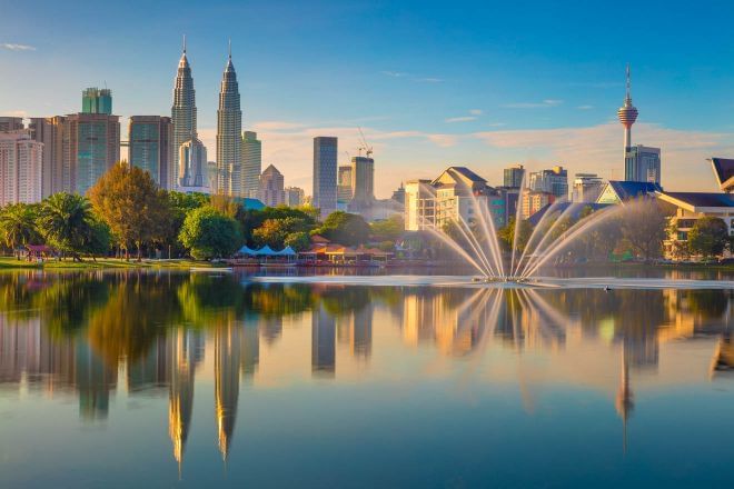 Kuala Lumpur skyline view from Lake Gardens