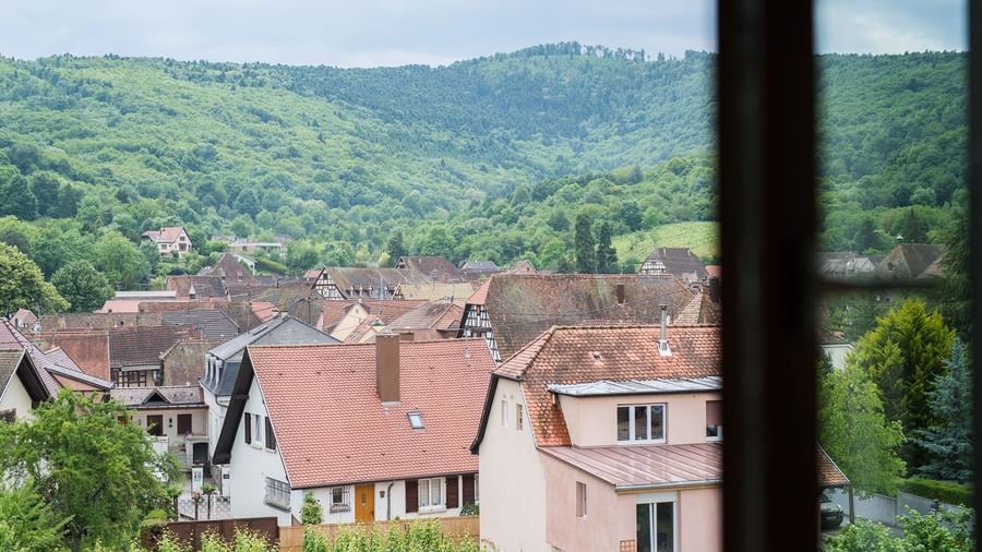 View of the town & mountains from Hotel Kastelberg