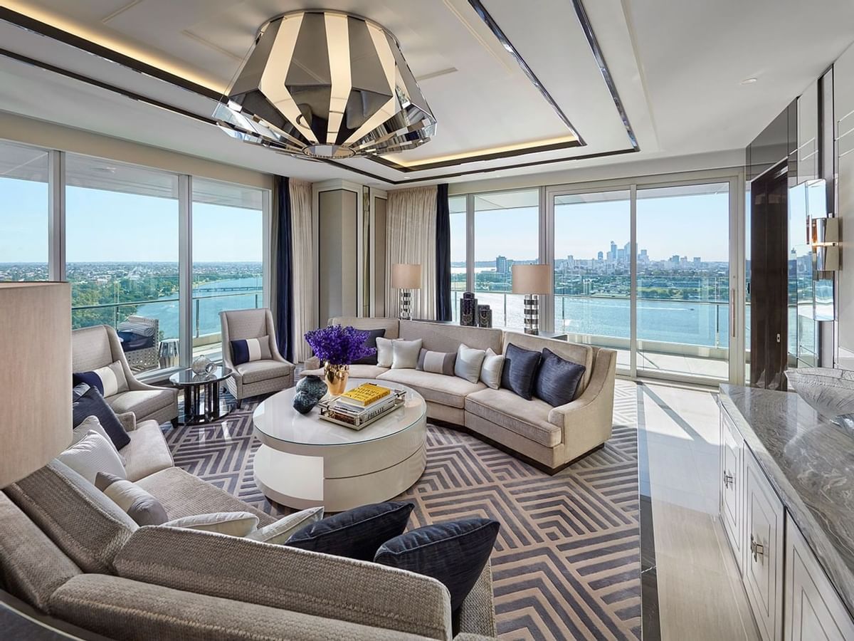 Interior of the living room in Villas at Crown Hotel Perth