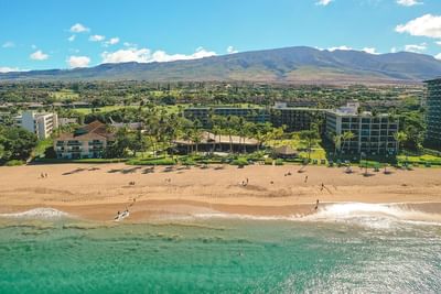Aerial view of the coastline of Kaanapali Beach Hotel Hawaii