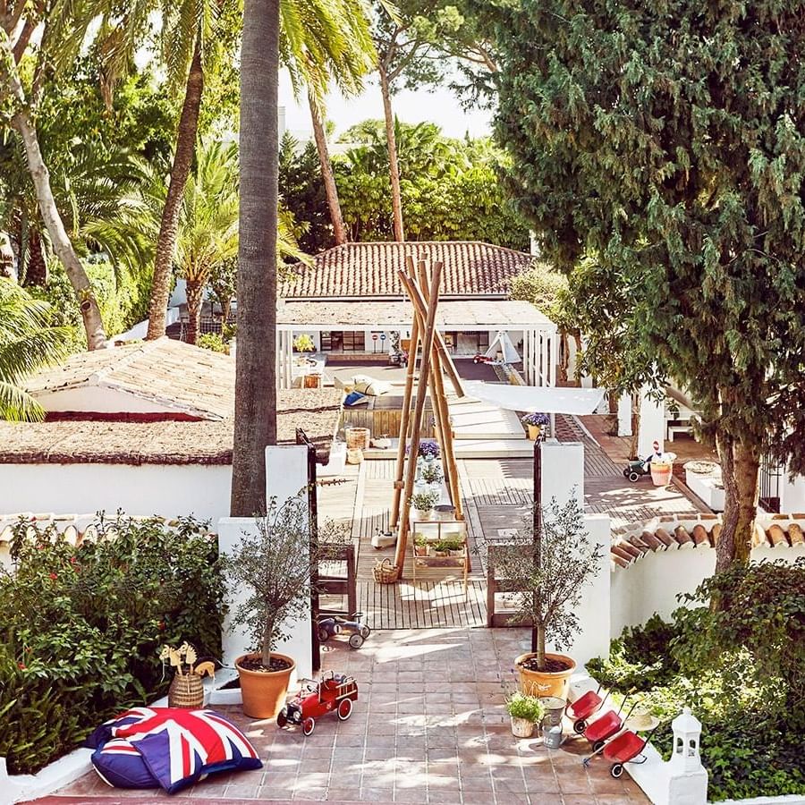 Exterior view of the Kid's Club entrance at Marbella Club