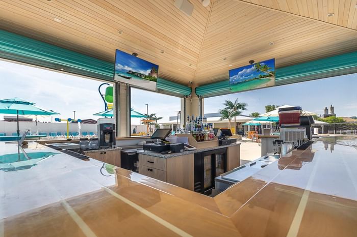 Tiki Bar with counters by the pool at Off Shore Resort