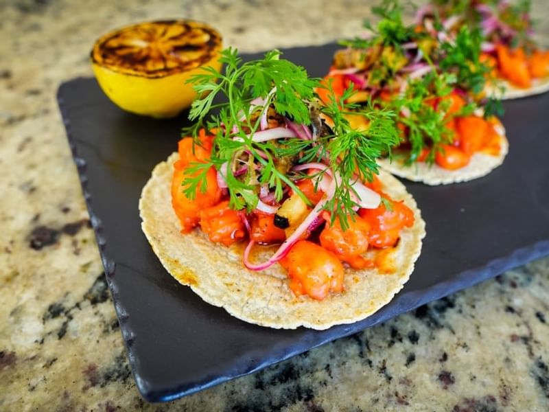 Tacos served at azul in Mundo Imperial