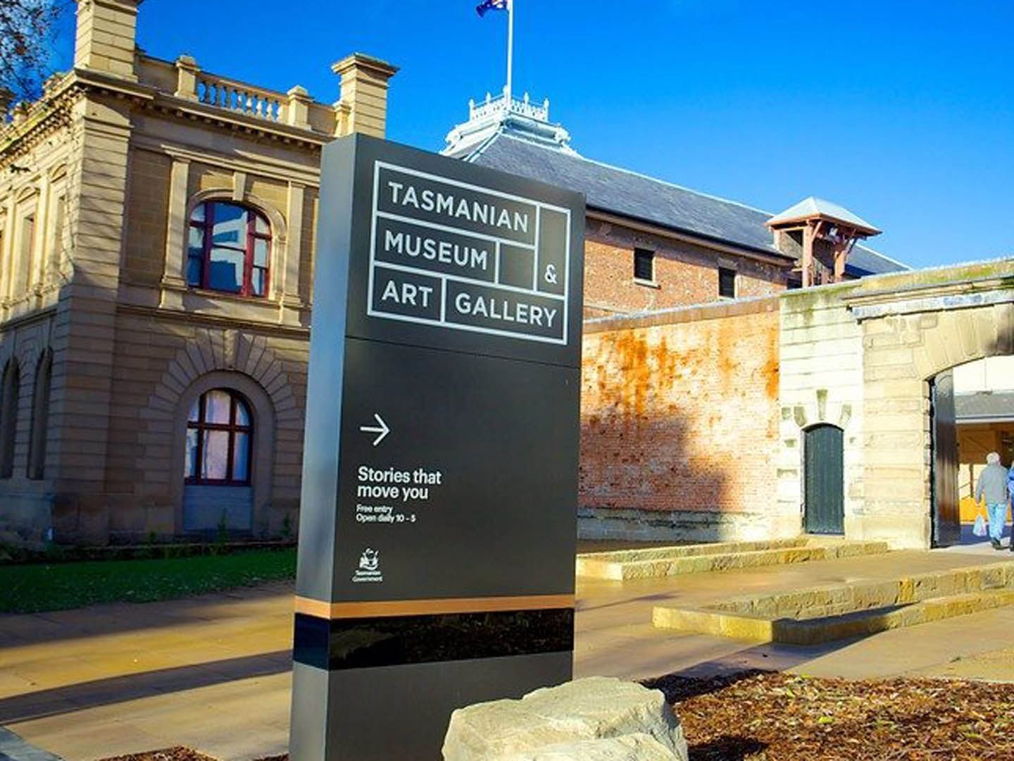 Entrance of Tasmanian Museum with its Directional Signage near Hotel Grand Chancellor Hobart