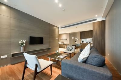 Living area of the 1-Bedroom Executive at VE Hotel & Residence