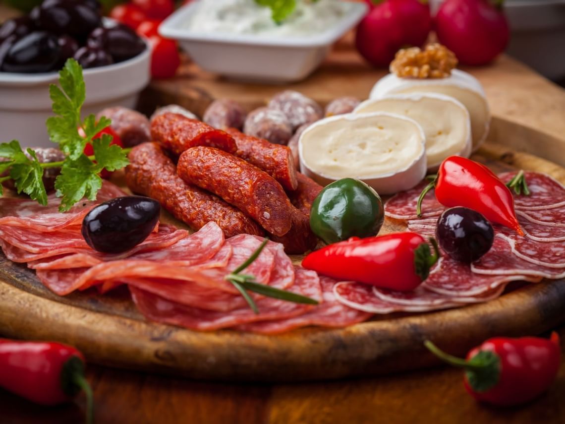 A charcuterie board in Paloma Restaurant at Defoor Hospitality