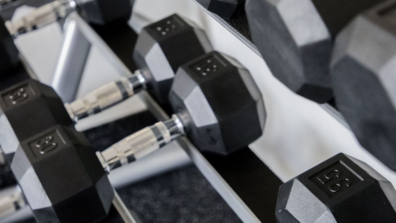 Close-up of the Dumbbells in the Gym at Gamma Tampico