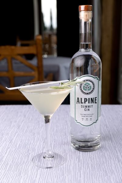 Closeup on a cocktail served at Stein Eriksen Lodge