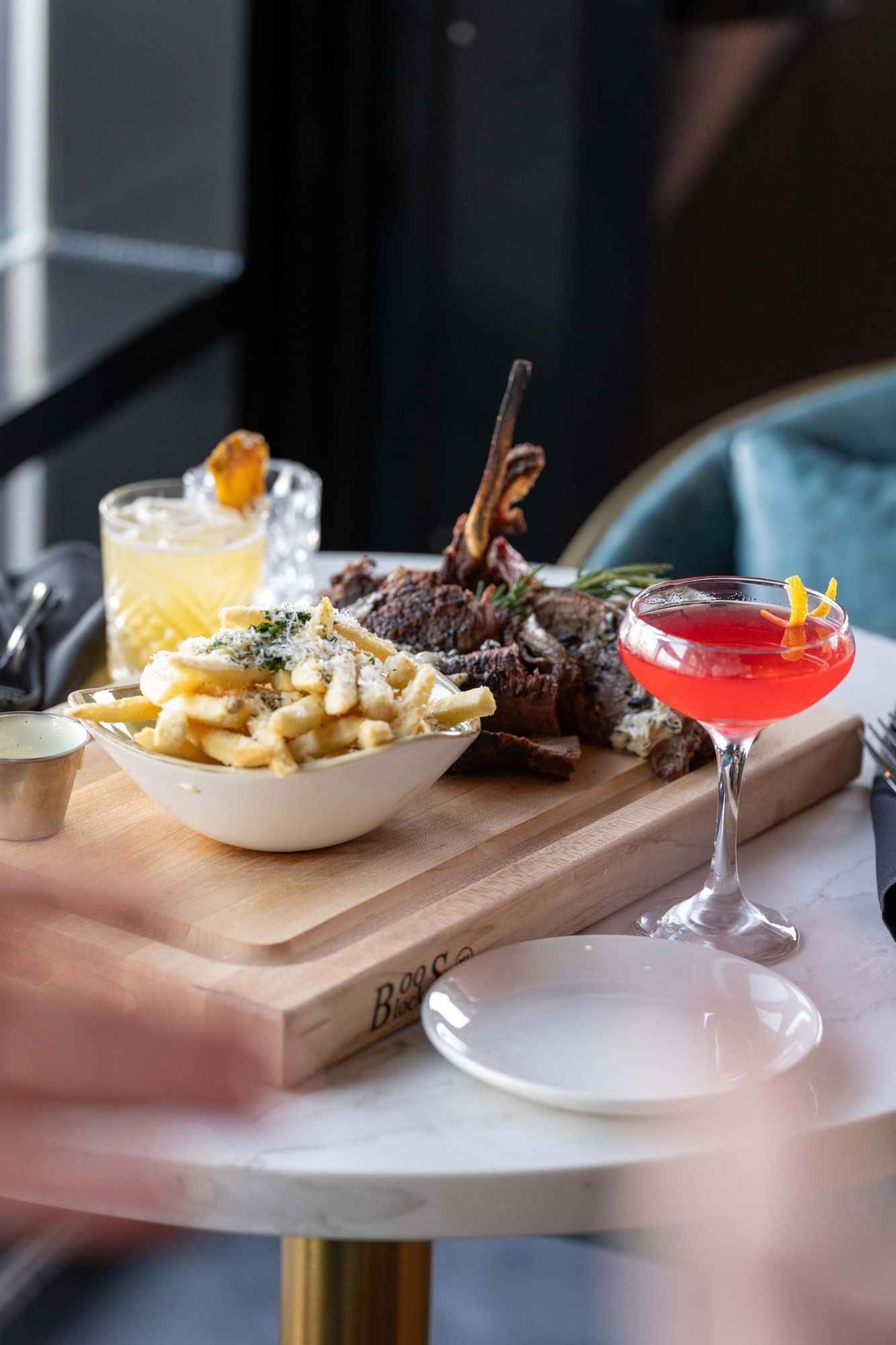 Close up of foods & Drinks Served on a table at the Artisan