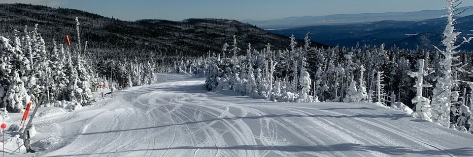 Nearly untouched corduroy on the groomed trails at Whiteface Mountain.