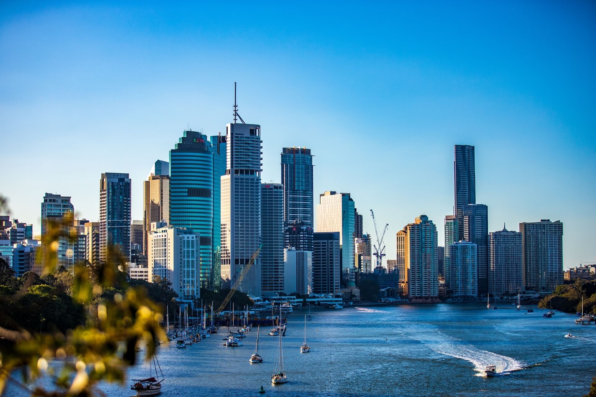 Buildings and Brisbane River near the George Williams Hotel