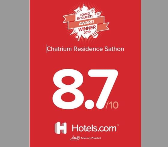 Loved by guests award at Chatrium Residence Sathon Bangkok