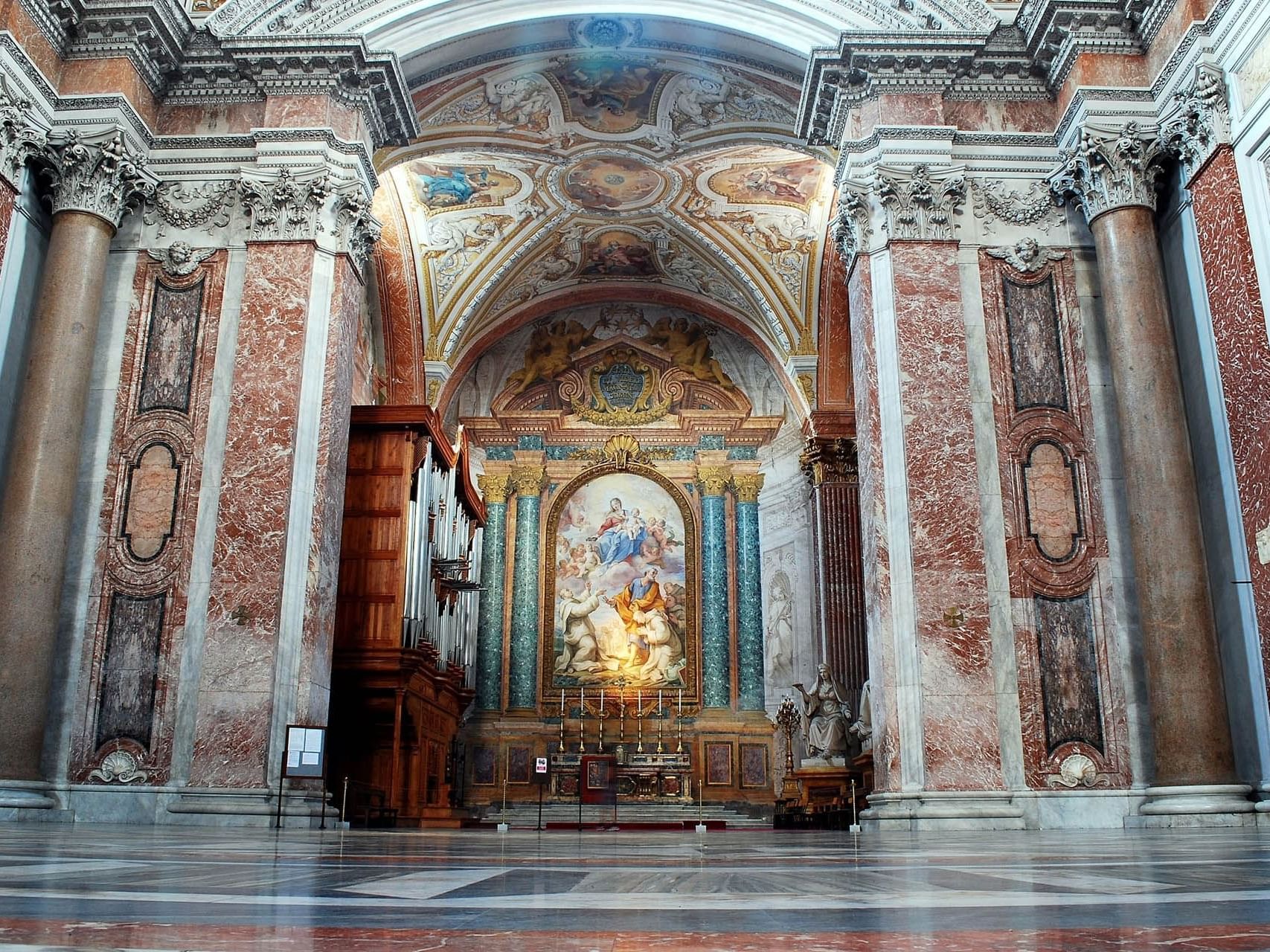 Interior of the extraordinary architecture in Basilica of Saint Mary of the Angels and Martyrs near The Guardian Hotel