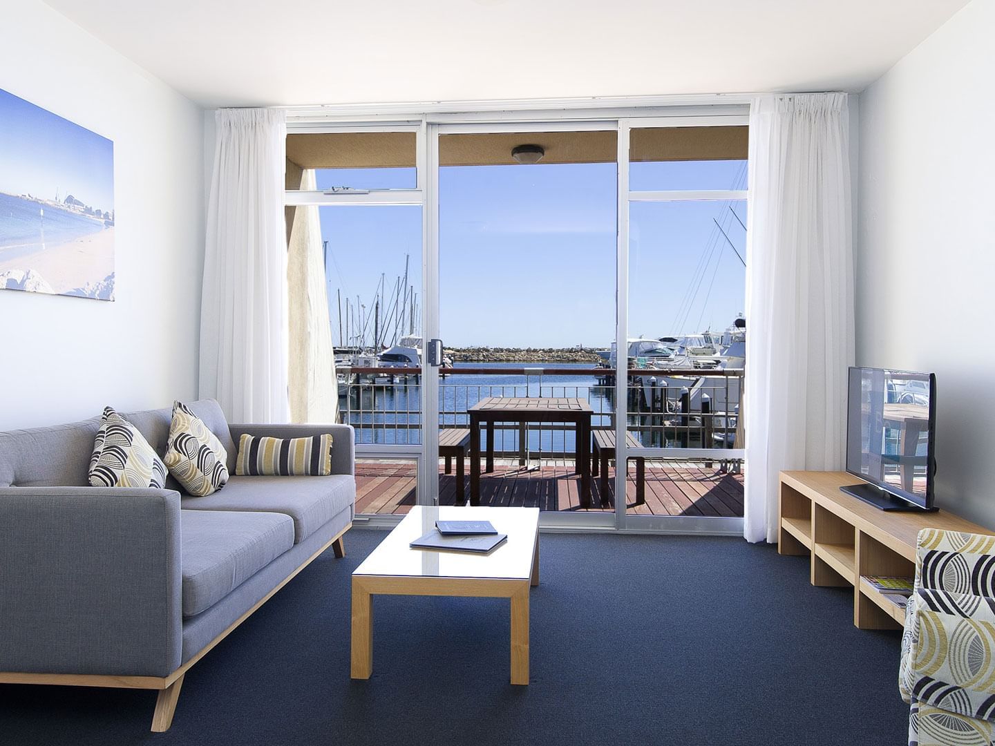 Living area in 3 Bedroom Ocean Sunset apartment at Be Fremantle