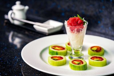 Dessert served in restaurant at Innovation Hotel