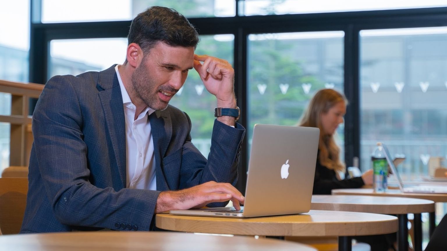Man working with the laptop at Village Hotel Cardiff