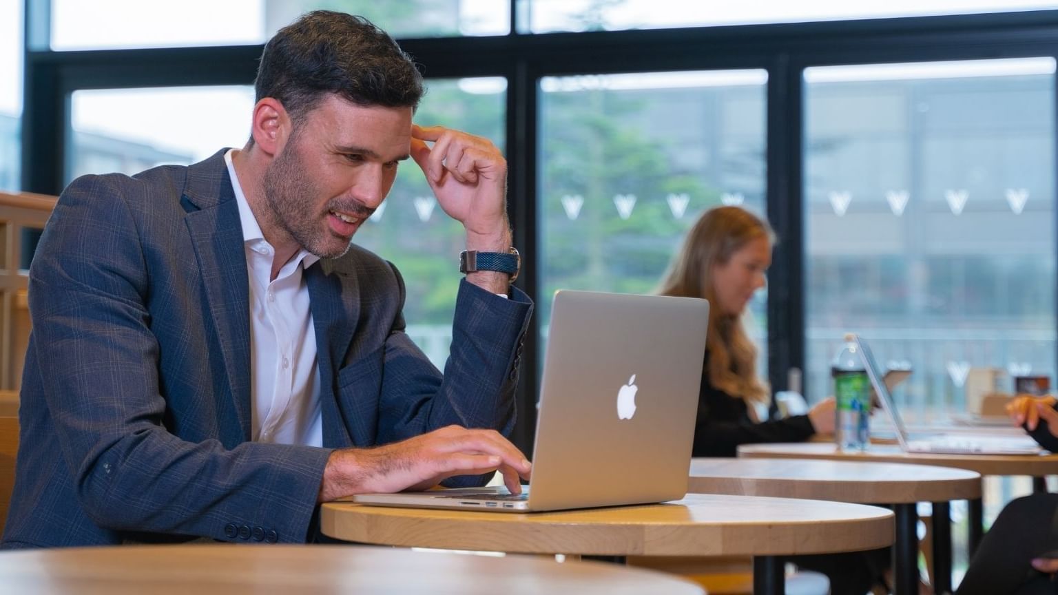 Man working with the laptop at Village Hotel Cardiff