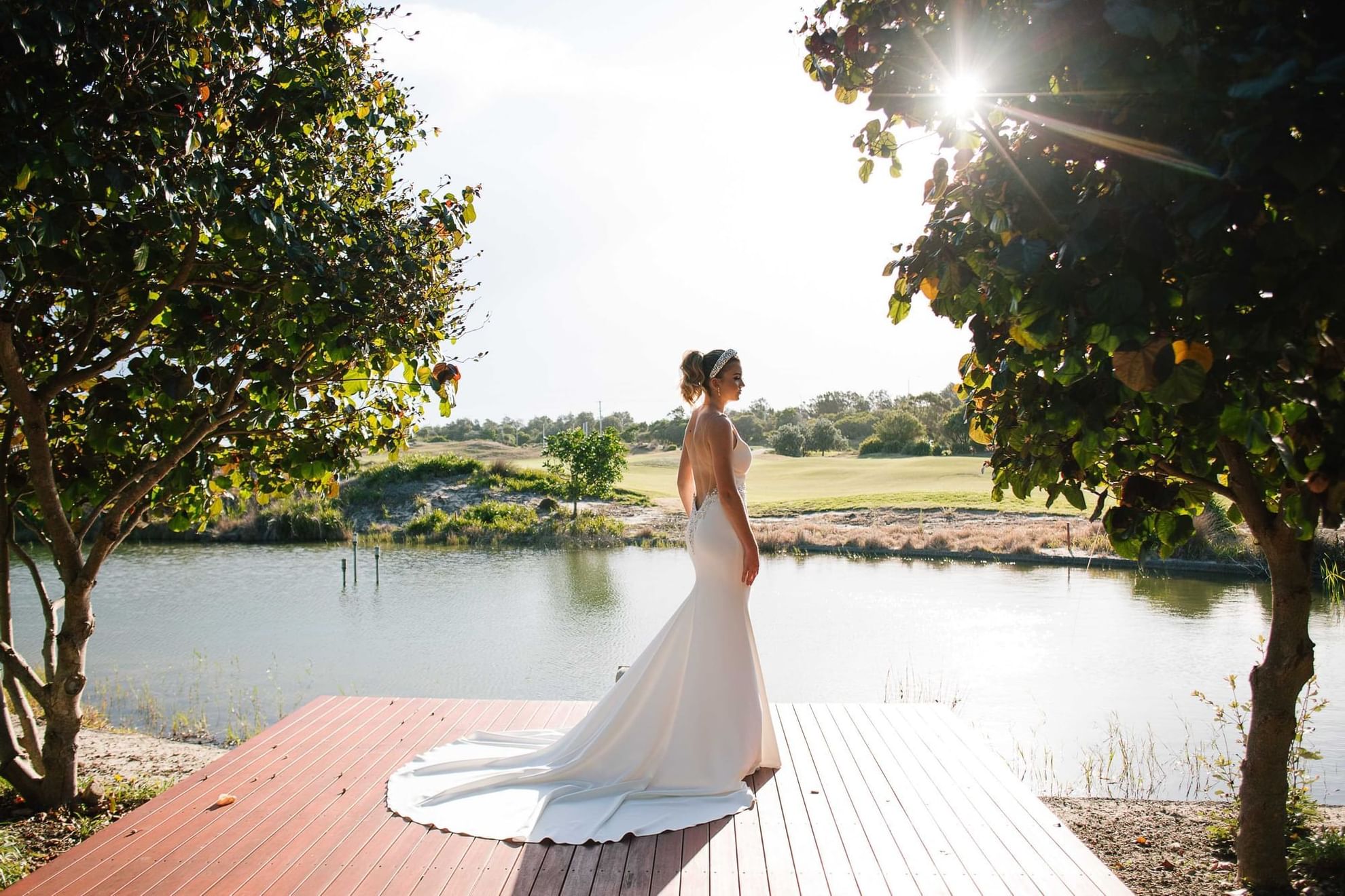 Beautiful wedding views next to lake and golf course