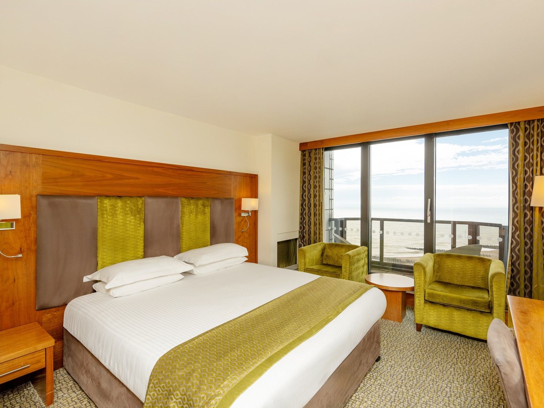 Front Facing King Balcony Room with sea view at The View Hotel Eastbourne in England.
