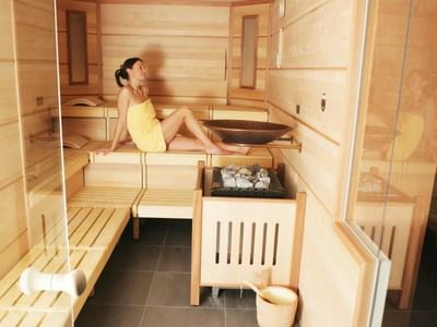 Sauna at Tiefenbrunner Hotel in Kitzbühel, Austria