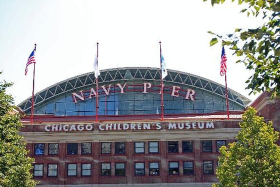 Exterior entrance view of Navy Pier near Congress Plaza