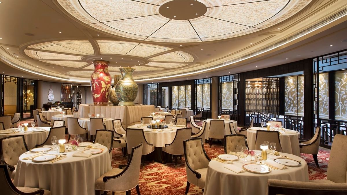 Dining tables setup in Silks Restaurant at Crown Hotel Perth