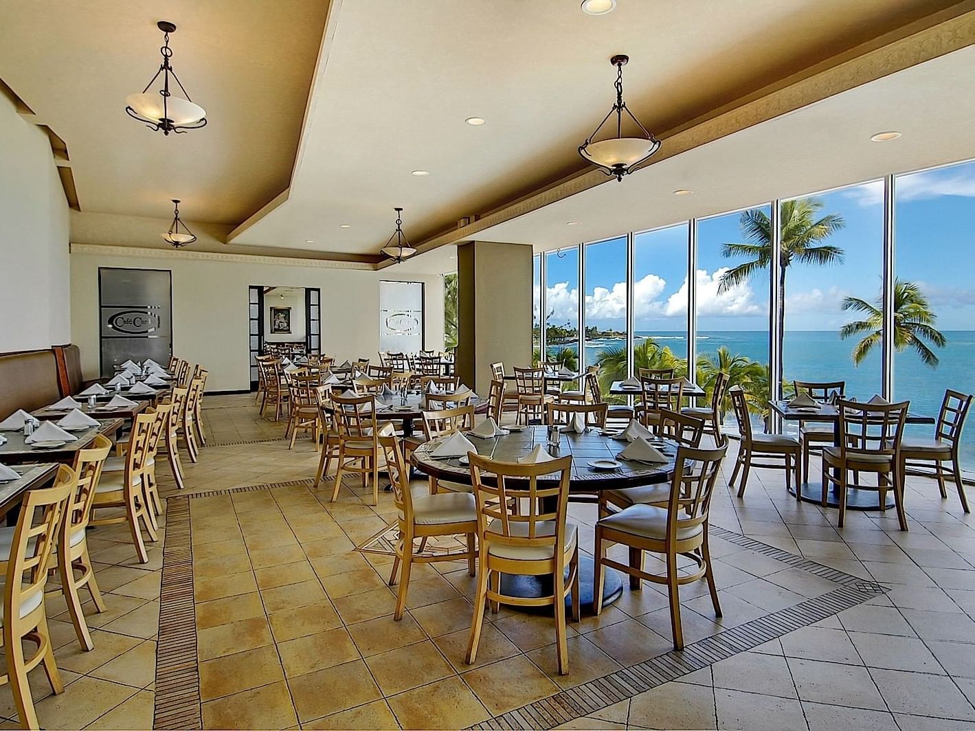 Tables arranged for Dinning at Café Caribe Restaurant