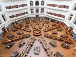 Aerial view of State library near Brady Hotel Jones Lane