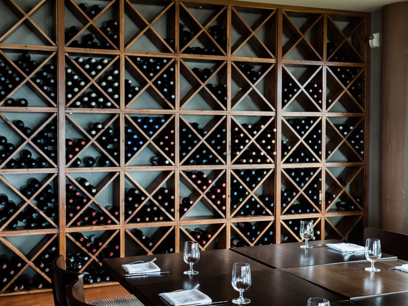 The Wine Room interior with table set-up at Alderbrook Resort & Spa