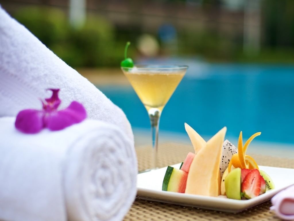 Close-up of fruit platter at Tanjung Rhu Resort Langkawi