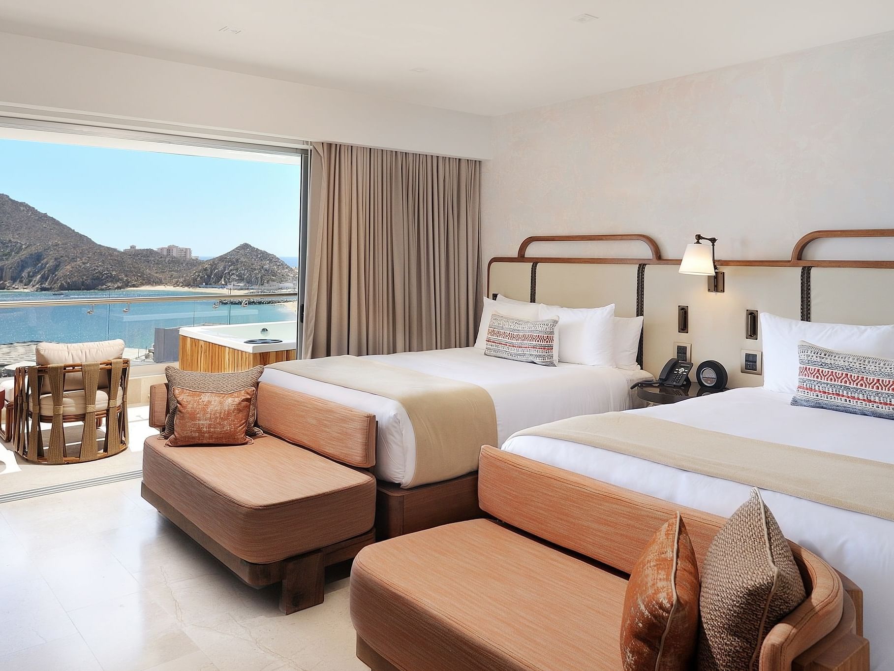 Infinity Two Queens Suite bedroom at Cabo villas beach resort
