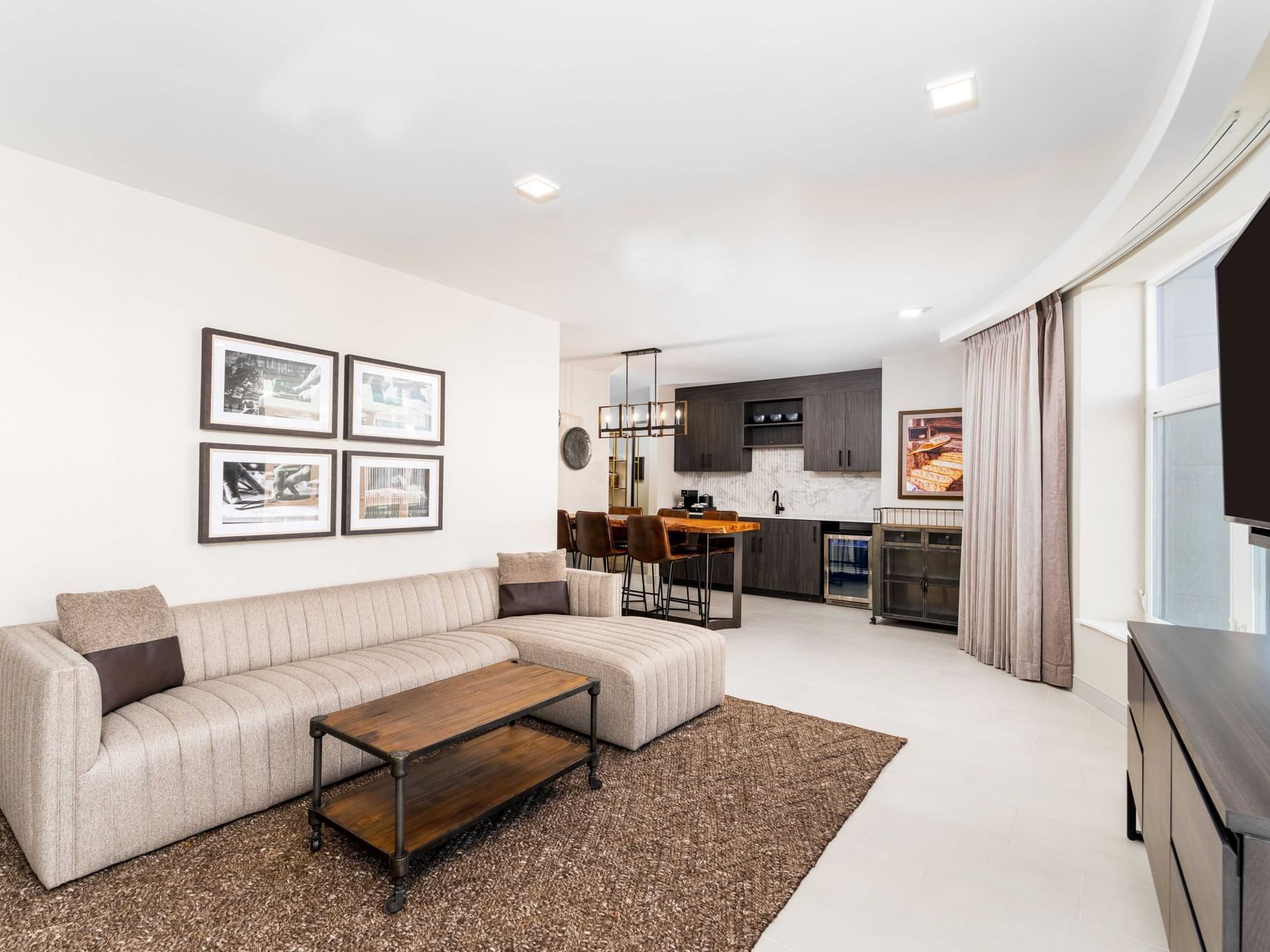 Kitchenette & Living Room in King Suite at The Artisan Hotel at Tuscan Village