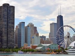 Landscape view of Navy Pier near The Whitehall Hotel