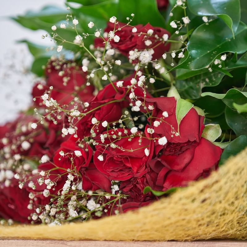 Close-up of a red rose bouquet at Warwick Paris Champs Elysées