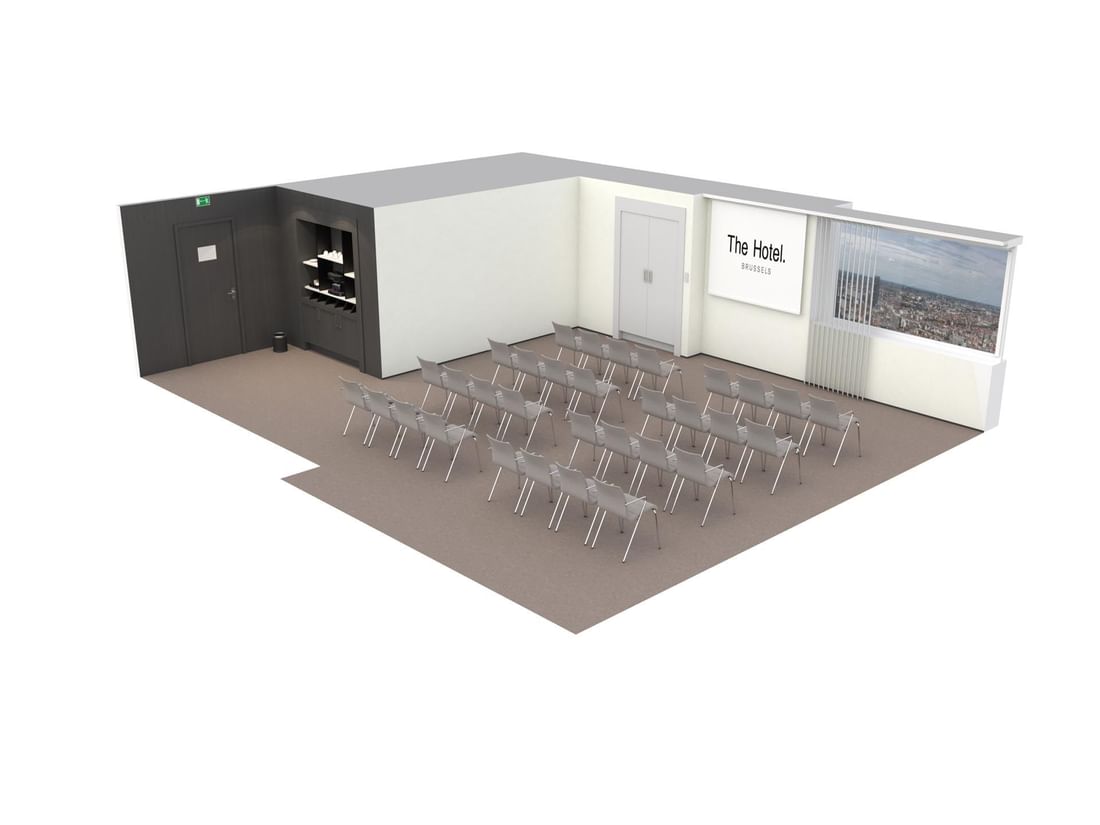 Plan en 3D de la salle de réunion Meet 26 Three à l'Hôtel Brussels