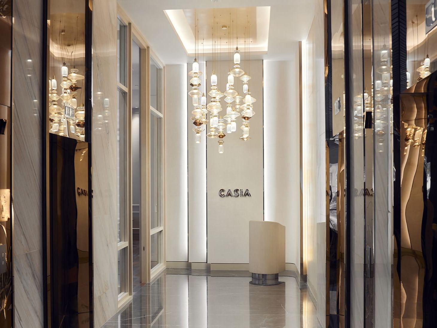 Casia Restaurant hallway at Chatrium Hotels & Residences
