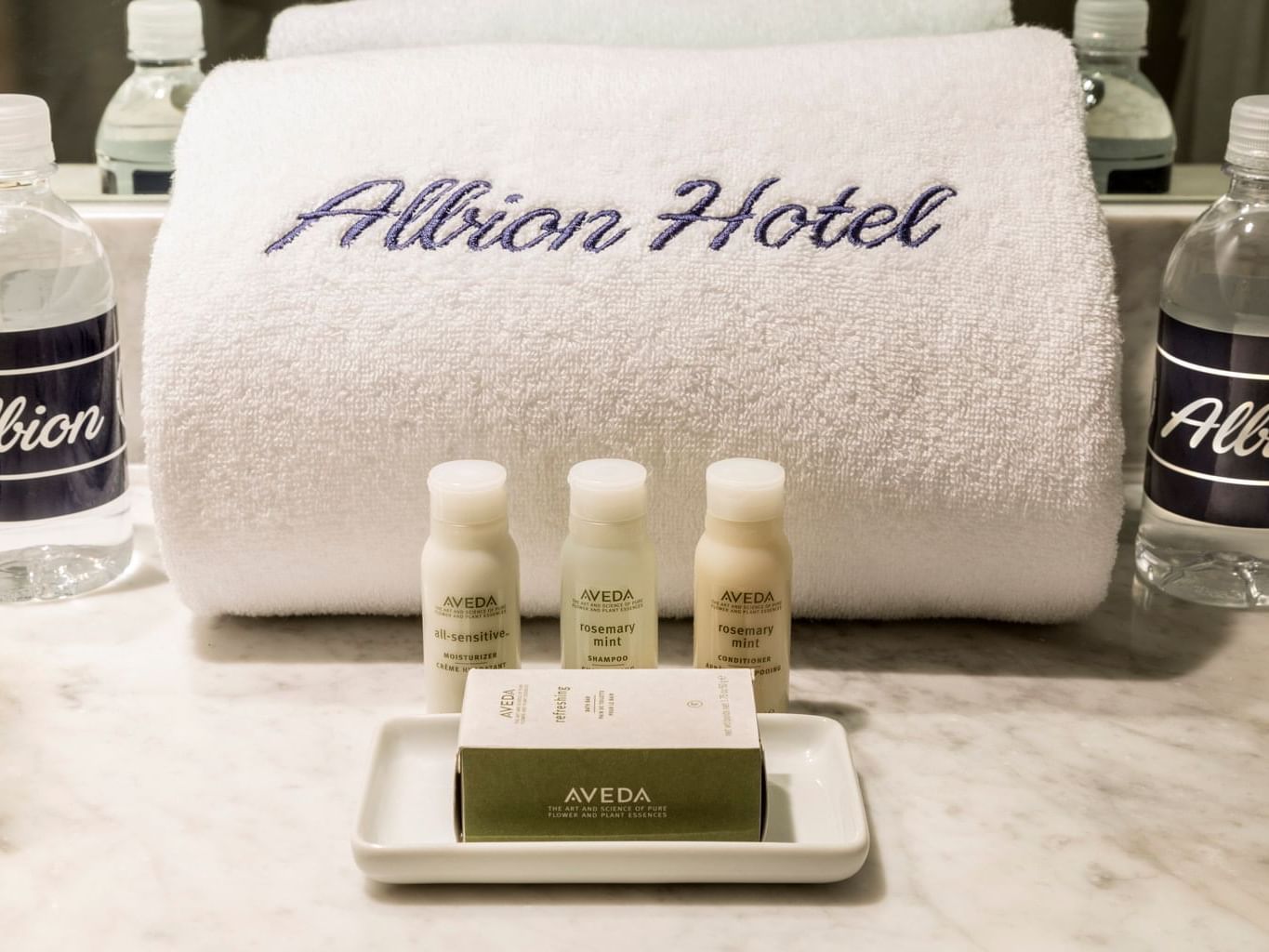 Bathroom amenities in a guest room at Albion Miami Beach