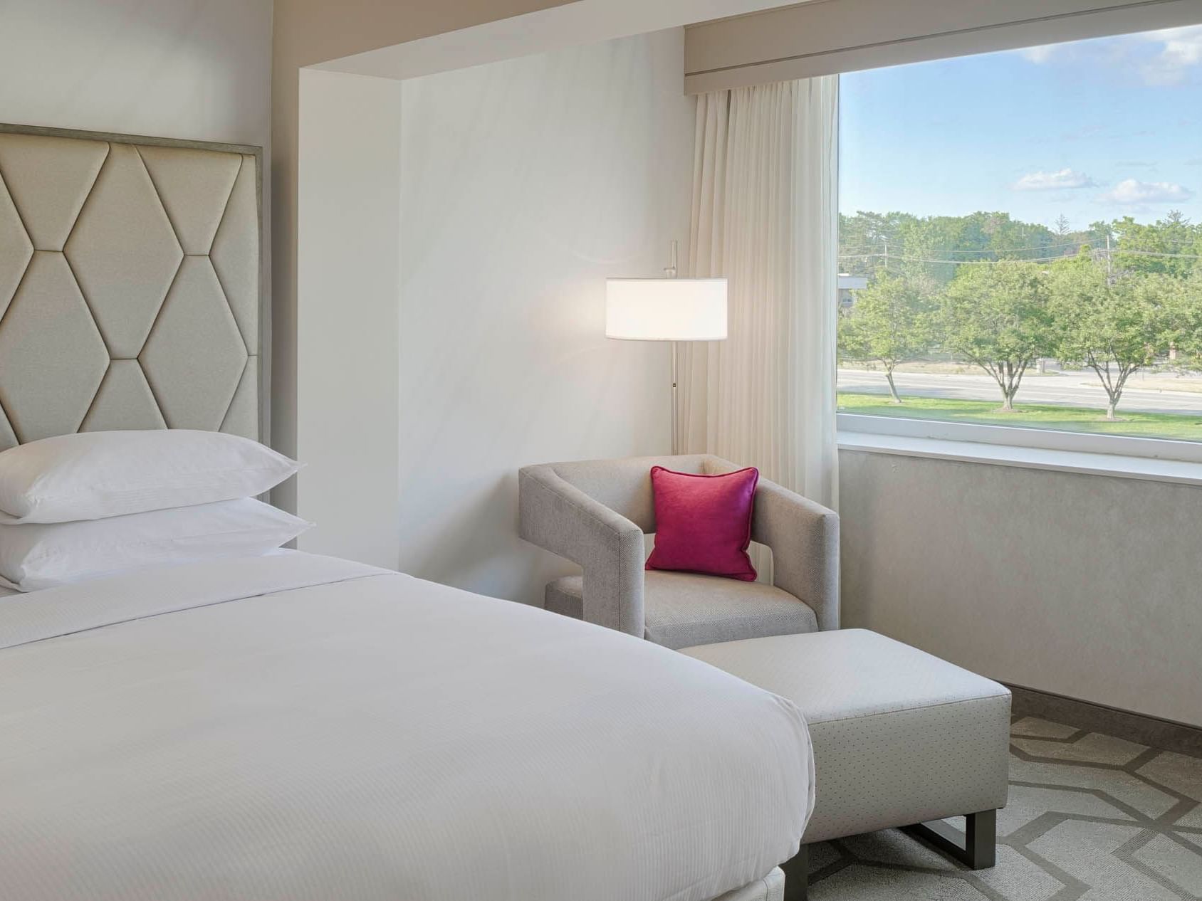 Interior of a premium bedroom at Kingsley Bloomfield Hills