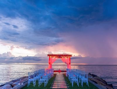 Wedding altar on evening at Buenaventura Grand Hotel