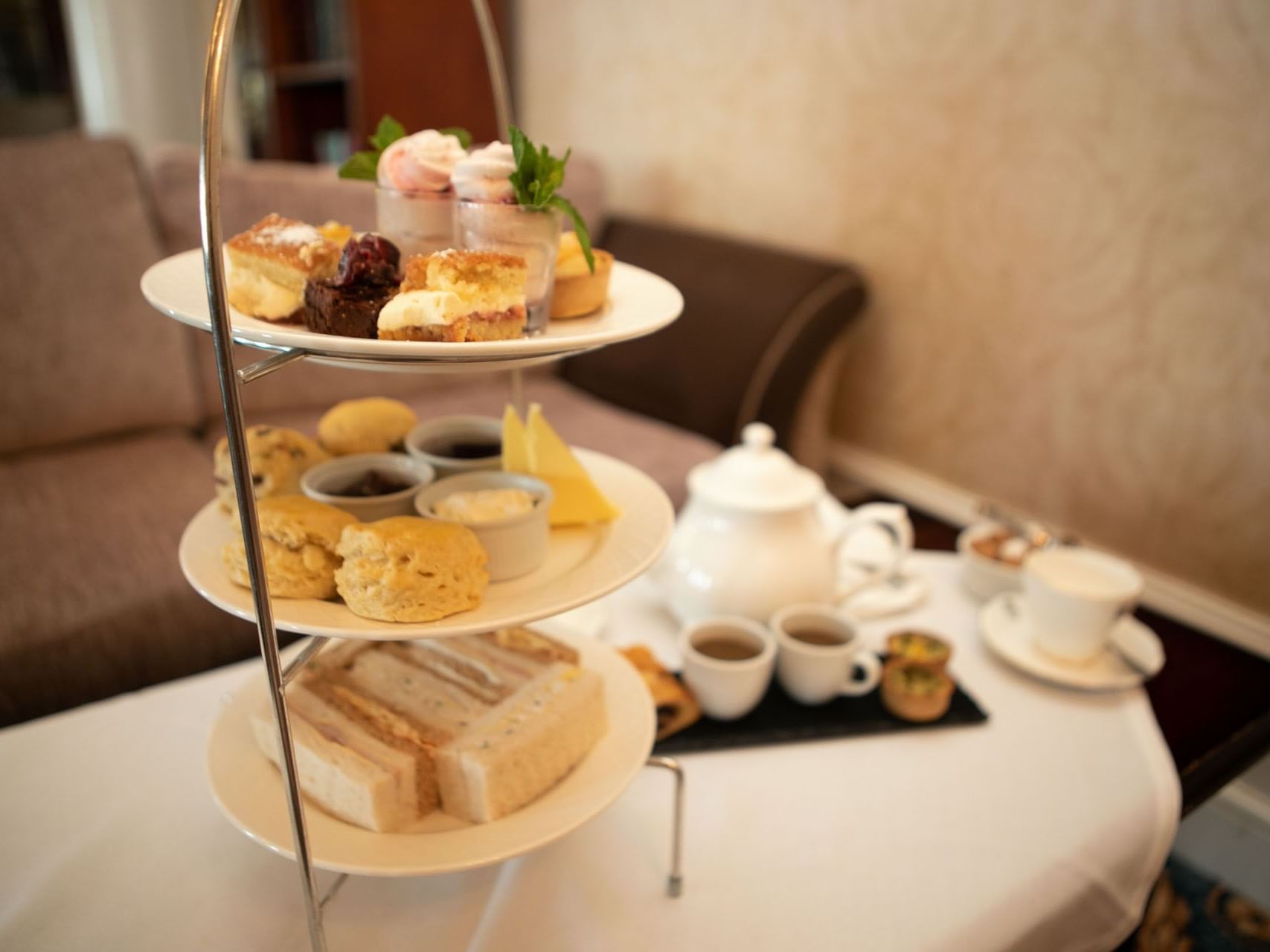Platter arranged in dining area, The Imperial Hotel Blackpool