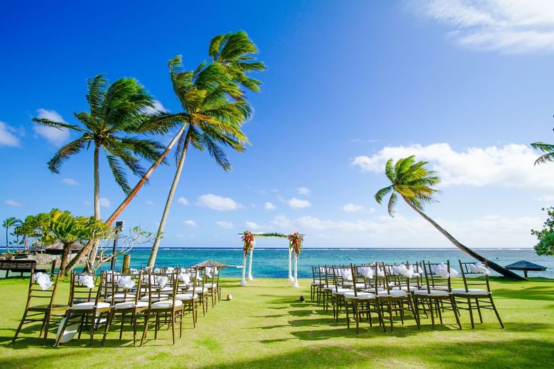 Wedding ceremony held by the beach at Warwick Fiji