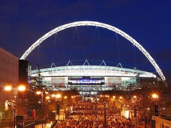 Night view of Wembley Stadium near St. Giles Heathrow Hotel